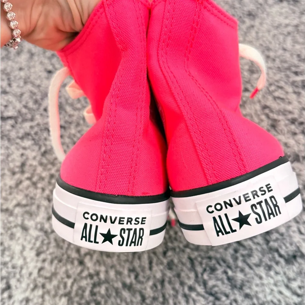 Converse Women's Bright Pink High-Tops - Picture 5 of 6